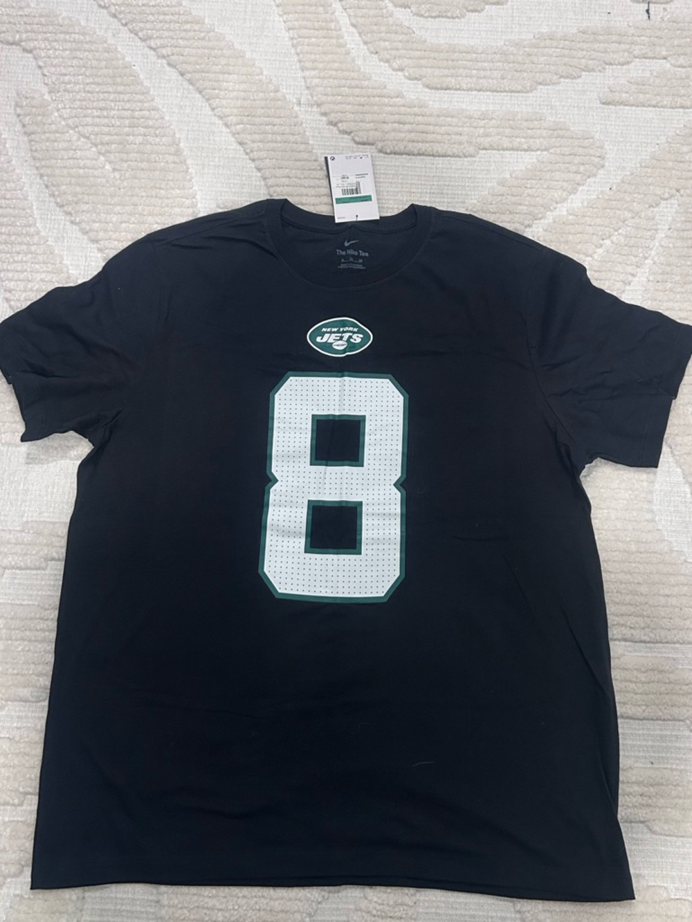 Nike Men’s New York Jets #8 Black Tee with White & Green Accents